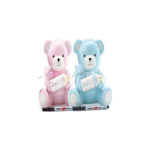 Teddy Bear Money Box Girls Boys Baby Children’s Ceramic Toddler Pink Blue Langs